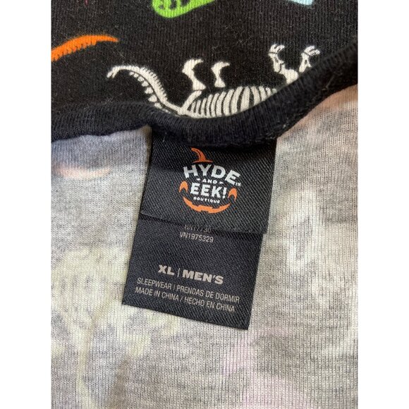 Hyde & Eek Men’s Pajama Top XL Dino Skeleton Halloween Sleepwear Black Cotton - Picture 4 of 7